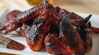 Baked Hot Honey Bourbon Barbecue Chicken Wings Recipe [upl. by Htnamas957]