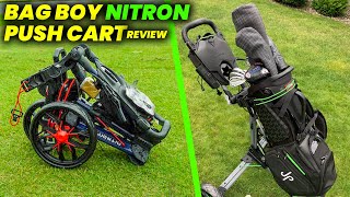 Bag Boy Nitron Push Cart Review 2024 The EasyFolding Push Cart for Golfers [upl. by Aniratac588]