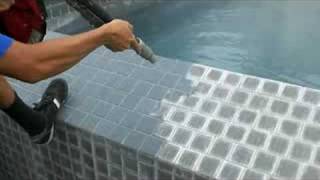 Pool tile cleaning bead blasting calcium removal [upl. by Kannan]