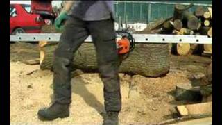 Alaskan Mk III Chainsaw Mill making its first cut using a ladder [upl. by Jonathon]