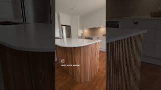 Modern kitchen design  pink herringbone tiles  portable timber  curved kitchen  abi sink [upl. by Wieche]