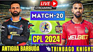 LIVE CPL 2024  Trinbago Knight Riders vs Antigua and Barbuda Falcons 20th Match  LIVE CPL TODAY [upl. by Hluchy486]