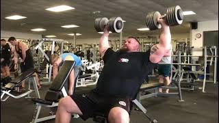 Eddie Hall THE BEAST 525kg Dumbbell Shoulder Press for 50 Reps [upl. by Ihab]