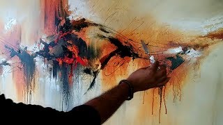 Abstract painting  Demonstration of abstract painting quotPainted Rythmquot  Acrylics [upl. by Anitan]