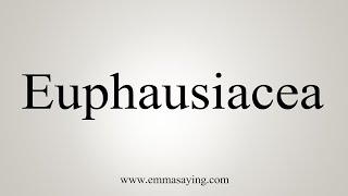 How To Say Euphausiacea [upl. by Lama]