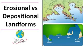 Difference between erosional and depositional landforms [upl. by Atnuhs]