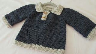 VERY EASY crochet little boys sweater  jumper  pullover tutorial [upl. by Midian205]