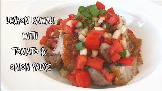 LECHON KAWALI WITH TOMATO amp ONION SAUCE  MADE IN THE INSTANT POT AND AIR FRYER [upl. by Aihsercal]