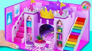 How To Make Simple Pink Craft House From Cardboard For a Princess 👸 DIY Miniature House [upl. by Leirrad]