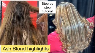 ASH BLOND HIGHLIGHTS  Hair Transformation  Full tutorial STEP BY STEP [upl. by Chrisse201]