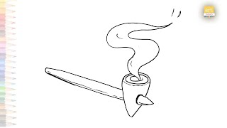 Peace Pipe drawing easy  Outline drawing tutorial How to draw A Peace Pipe step by step artjanag [upl. by Hum]