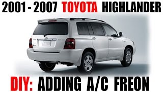 HOW TO Toyota Highlander AC Freon R134 Checking amp Refilling [upl. by Atnauq]