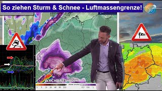 Große Umstellung der WetterlageHerbstEnde So ziehen Sturm amp Schnee Anschließend Luftmassengrenze [upl. by Aicenra914]