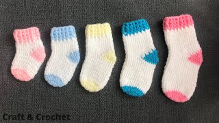 Easy crochet baby socksfive size crochet socks [upl. by Melly]