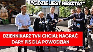 quotGdzie jest resztaquot Ciężarówka darów PiS Dziennikarz TVN chciał je nagrać [upl. by Leinad]