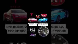 Tesla Roadster 1360 HP vs Bugatti Chiron 1500 HP acceleration [upl. by Jeno]