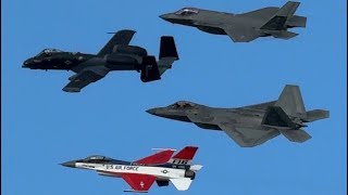 Rare and spectacular Heritage Flight with F22 F35 F16 and A10 [upl. by Ahsyat389]