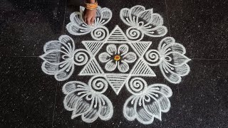 Panguni madham special lotus padi kolam  53 easy star kolam  Pandaga muggulu  Rangoli kolangal [upl. by Alimac764]