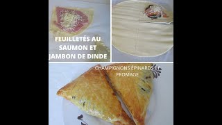 FEUILLETÉS SAUMON  CHAMPIGNONS  EPINARDS  FROMAGE [upl. by Boyse]