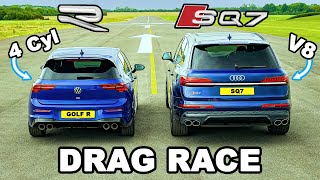 VW Golf R v Audi SQ7 DRAG RACE [upl. by Cullen]