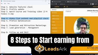 8 steps to start earning in Affiliate Marketing Leadsark work process step by step leadsark30 [upl. by Retepnhoj518]