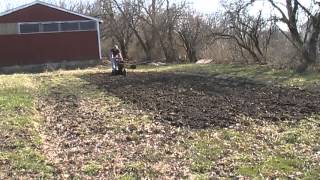 Troy Bilt Horse Rototiller  tiller  Spring rototilling with 6 HP Predator engine [upl. by Ennairrek]