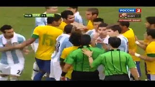 Argentina VS Brazil ● Fighting Match Ever In Football History ● Fouls Fights and Cards [upl. by Ivar195]