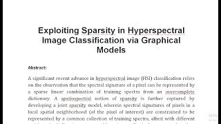 Exploiting Sparsity in Hyperspectral Image Classification via Graphical Models [upl. by Burkhardt]