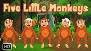 Five Little Monkeys Jumping On The Bed  HD Nursery Rhyme with Lyrics [upl. by Liuqnoj261]