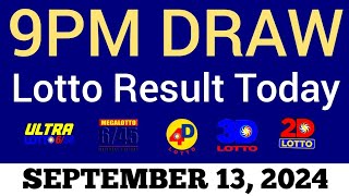 Lotto Result Today 9pm Draw September 13 2024 Swertres Ez2 PCSO Live Result [upl. by Ymled637]