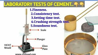 Tests Laboratory of cementsFinenessConsistencySetting TimeCrushingSoundness test of cement [upl. by Salvadore]