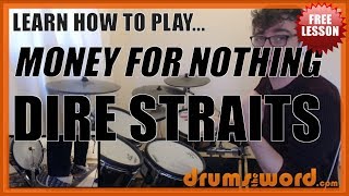 ★ Money For Nothing Dire Straits ★ FREE Video Drum Lesson  How To Play SOLO Terry Williams [upl. by Kurtzman]