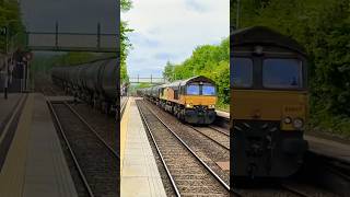 huncoat station levelcrossing east lancs line bitumen tanker train colas class66 66847 [upl. by Erleena]