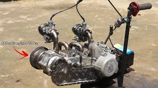 Turn Motorcycle Engine Into 2 Stroke Opposed piston engine Part 2 [upl. by Demeyer]