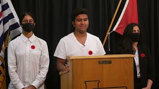 Remembrance Day 2021 Lord Tweedsmuir Secondary School [upl. by Nuahs]