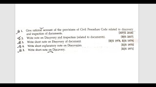 JUDICIARY MAINS ANSWER WRITING QUESTION 10  CPC  Interrogatories Discovery and Inspection [upl. by Ladnik]