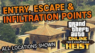 ALL Entry Escape and Infiltration Points in Cayo Perico Heist  GTA 5 Online [upl. by Nemlaz764]