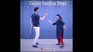 Couple Dandiya Steps❤️ dandiya garba dance parveensharmadance [upl. by Ayocat195]