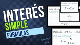 INTERES SIMPLE  Fórmulas para resolver CUALQUIER ejercicio de INTERÉS SIMPLE  Alexander López [upl. by Enomar609]