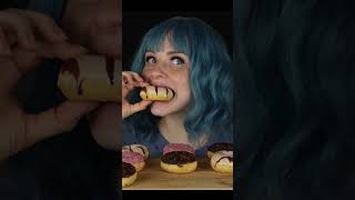 MUKBANG Sweet Donuts with Multicolored Frosting ASMR [upl. by Enilarak]