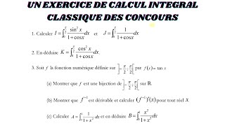 intégrales classiques dans les concours de mathématiques présélection ISSEA ENS polytechnique [upl. by Hollyanne]