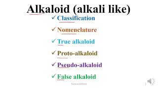 Classification of alkaloids  True Alkaloid  Pseudo Alkaloid  Protoalkaloid  False Alkaloid [upl. by Noside21]