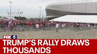 Trumps Long Island rally already draws thousands in parking lot [upl. by Fevre916]