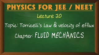 20 Torricellis Law amp velocity of efflux [upl. by Fife]