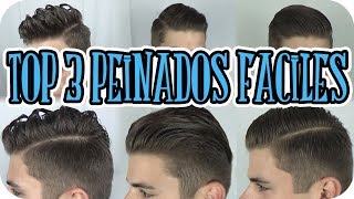 ✄ TOP3 Peinados Faciles Hombres DIY Rapidos Sencillo Perfecto Para Fiesta Curso Tutorial Paso a Paso [upl. by Nelac78]