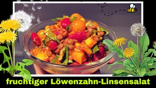 Löwenzahn Linsensalat Rezept  kreativer Löwenzahnsalat  Selbstversorgung Wildkräutersalat [upl. by Adnuhs]