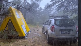 Solo Camping in Heavy Rain and Hail  Relaxing Rain Sound in the Tent  ASMR [upl. by Gala859]