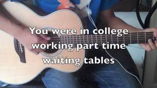 HD TAYLOR SWIFT  MINE LYRICS ON SCREEN INSTRUMENTAL ACOUSTIC GUITAR COVER [upl. by Kassab]