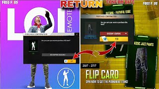 Lol Emote Return Kab Aaega Confirm Date 🤯🥳  Classic Jazz Pant Return Date  Free Fire New Events [upl. by Raynell]