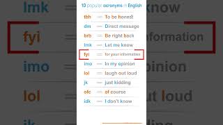 10 popular acronyms in English  What is an acronym acronyms abbreviations [upl. by Sheff]